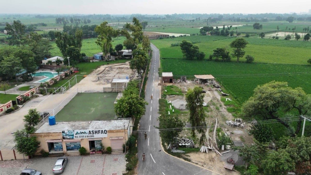 Aerial view of the Main Barki Road frontage — Nazeer Farms